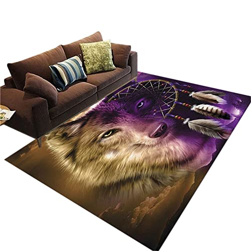 YATOLA Teppich Dekoration Nachahmung Bettvorleger Mehrfarbig Farbenfroh Wolf Leopard Indoorteppich Flachgewebe Handgefertigt Teppich Arbeitszimmer Anthrazit Schwarz Esszimmer(Braun4,60x90cm) von YATOLA