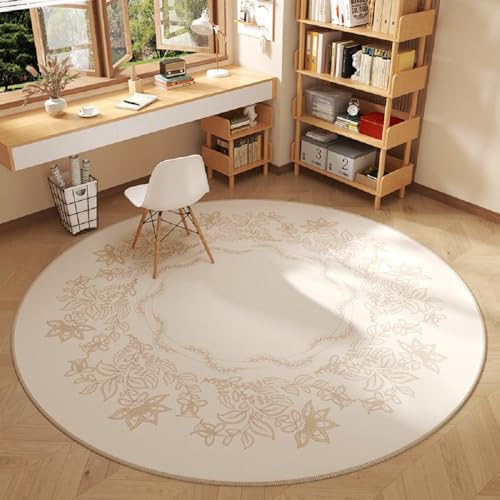 Teppich Kinderzimmer Kinderteppich Waschbare Spielteppich Rutschfester Kinderteppiche Runden Kindermatte für Babyzimmer Schlafzimmer Babymatte Weich Antirutsch Böhmen Blume (Creme 2, 100x100cm) von YATOLA
