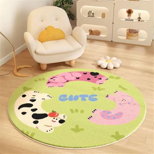 YATOLA Runde Teppich Mädchen Jung für Kinder Weicher Kinderzimmerteppich Baby Spielen Krabbelmatte Rutschfester Teppichbodenkissen Spielzimmer Schlafzimmer Tiere Elefanten Löwen (Grün 1, 100x100cm) YATOLA Runde Teppich Mädchen Jung für Kinder Weicher Kinderzimmerteppich Baby Spielen Krabbelmatte Rutschfester Teppichbodenkissen Spielzimmer Schlafzimmer Tiere Elefanten Löwen (Grün 1, 100x100cm) von YATOLA