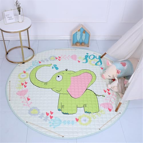 YATOLA Runden Kinderteppich Teppich Kinderzimmer Babyteppich Schlafzimmer Wohnzimmer Küche Bodenmatte Fußmatten Gymnastikmatte Wurf Kinderspiel Krabbel Matte Spielmatte Delphin Löwen (Weiß 2) von YATOLA