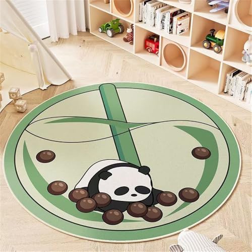 YATOLA Runden Kinderteppich Teppich Kinderzimmer Babyteppich Schlafzimmer Wohnzimmer Küche Bodenmatte Fußmatten Gymnastikmatte Wurf Kinderspiel Krabbel Matte Spielmatte Hund (Grün 3, 100x100cm) von YATOLA