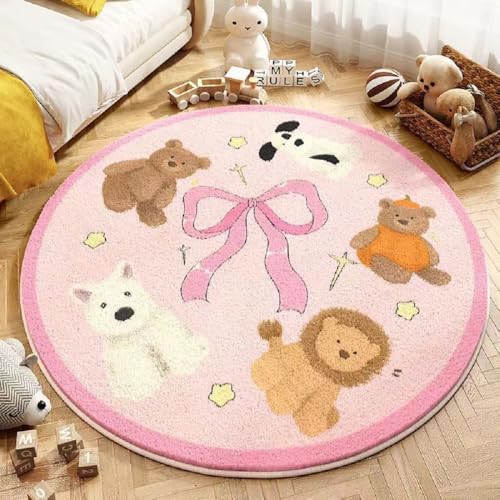 YATOLA Runden Kinderteppich Teppich Kinderzimmer Wohnzimmer Küche Spielteppich Junge Mädchen Rosa Teppich für Schlafzimmer Wurf Kinderspiel Krabbel Matte Spielmatte Kaninchen Löwen (Rosa, 120x120cm) YATOLA Runden Kinderteppich Teppich Kinderzimmer Wohnzimmer Küche Spielteppich Junge Mädchen Rosa Teppich für Schlafzimmer Wurf Kinderspiel Krabbel Matte Spielmatte Kaninchen Löwen (Rosa, 120x120cm) von YATOLA