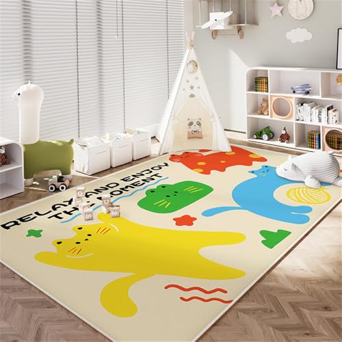 YATOLA Teppich Kinderteppich Kinderzimmer Babyteppich Schlafzimmer Wohnzimmer Rug Küche Bodenmatte Fußmatten Gymnastikmatte Wurf Kinderspiel Krabbel Matte Spielmatte Katze Bären (Gelb 1, 120x180cm) von YATOLA