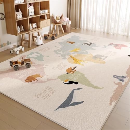 YATOLA Teppich Kinderzimmer Babyteppich Schlafzimmer Wohnzimmer Küche Kinderteppich Bodenmatte Fußmatten Gymnastikmatte Wurf Kinderspiel Matte Spielmatte Marine Tiere Delphin (Beige, 120x160cm) von YATOLA