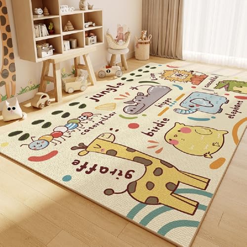 YATOLA Teppich Kinderzimmer Kinderteppich Babymatte Junge Mädchen Spielteppich Sterne Kurzflor Krabbelteppich Kurzflor Kinderteppich Antirutsch Waschbar Extra Weich Elefanten Löwen (Cream 1, 60x90cm) YATOLA Teppich Kinderzimmer Kinderteppich Babymatte Junge Mädchen Spielteppich Sterne Kurzflor Krabbelteppich Kurzflor Kinderteppich Antirutsch Waschbar Extra Weich Elefanten Löwen (Cream 1, 60x90cm) von YATOLA