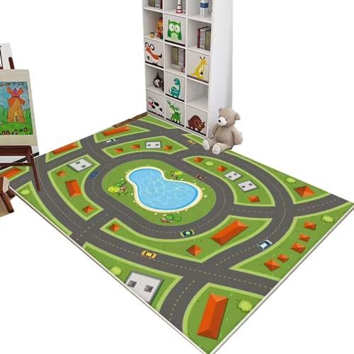 YATOLA Teppich Krabbeldecke rutschfest Spielmatte Baby Krabbelmatte Groß Mädchen Jungen Waschbar Spielteppich Grün Blau Rechteckig Kinderzimmer Boden Teppichmatte Flächenteppich (Grün 2, 40x60cm) von YATOLA