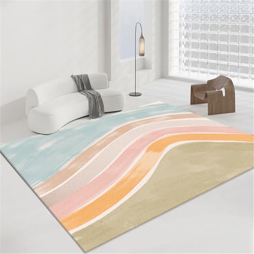 YATOLA Teppich Krabbeldecke rutschfest Spielmatte Baby Krabbelmatte Groß Mädchen Jungen Waschbar Spielteppich Rechteckig Kinderzimmer Boden Teppichmatte Flächenteppich Regenbogen (Blau, 80x120cm) von YATOLA