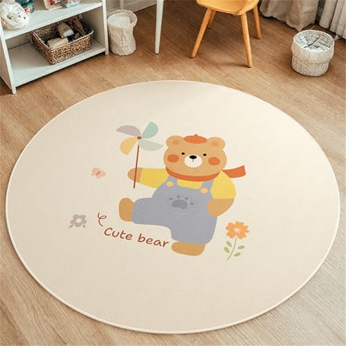 YATOLA Teppich Runde Wohnzimmer Schlafzimmer Kurzflor Teppiche Groß Kinder Spielteppich Junge Mädchen Floormat rutschfest Kinderteppich Flauschiger Matte Waschbarer Kaninchen Bären (Creme 3, 120cm) YATOLA Teppich Runde Wohnzimmer Schlafzimmer Kurzflor Teppiche Groß Kinder Spielteppich Junge Mädchen Floormat rutschfest Kinderteppich Flauschiger Matte Waschbarer Kaninchen Bären (Creme 3, 120cm) von YATOLA