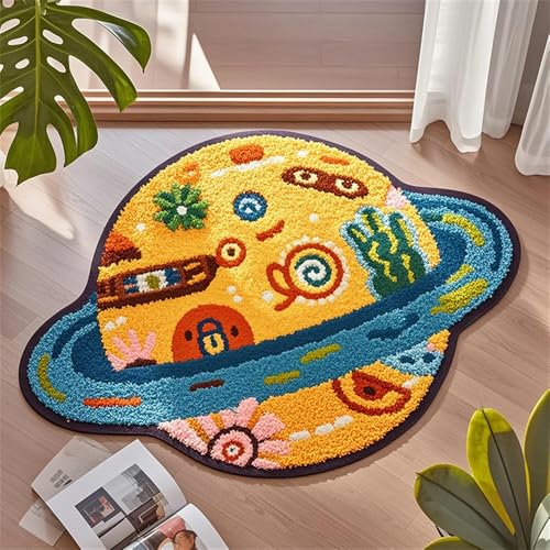 YATOLA Teppich Shaggy Badezimmer Dekor Matte Boden Wasser Saugfähigen Weichen Mikrofaser Stoff Teppiche für Dusche Matten Maschinenwaschbar Badvorleger für Dusche Galaxien Sterne (Gelb1, 50x80cm) von YATOLA