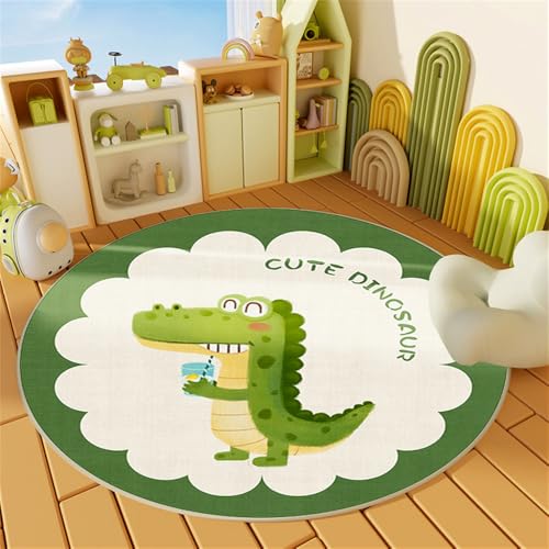 YATOLA Teppich Spielzimmer für Kleinkinderzimmer Wohnzimmer Bereich Teppiche Dinosaurier Matte Kinder Schutzmatten Rug Weiche Zimmer Klassenzimmer Dekor Spielmatte Waschbare Löwen (Weiß 1, 120x120cm) von YATOLA
