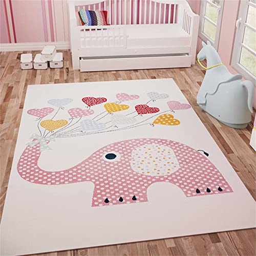 YATOLA Teppich Tier Kinderteppich Babyteppich Junge Mädchen Kinderzimmer Spielteppich Rutschfester Spielfreundlich Wohnzimmerteppich Flächenteppich Bettvorleger Schlafzimmer (Rosa, 40 x 60cm) von YATOLA