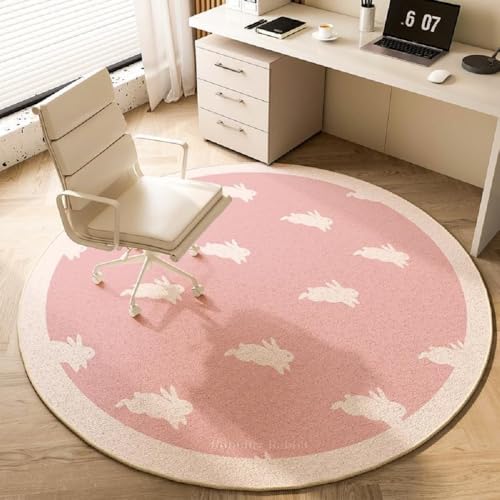 YATOLA Teppich Wohnzimmer Kurzflor Groß Kinder Spielteppich Junge Mädchen Fußbodenmatte für Schlafzimmer rutschfest Orange Rosa Kinderteppich Teppiche Waschbarer Tier Kaninchen (Rosa, 80x80cm) von YATOLA