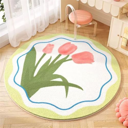 YATOLA Teppich Wohnzimmer Kurzflor Groß Kinder Spielteppich Junge Mädchen Kinderteppich für Schlafzimmer rutschfest Flauschiger Teppiche Waschbarer Grün Rosa Garten Blumen (Grün weiß, 100x100cm) YATOLA Teppich Wohnzimmer Kurzflor Groß Kinder Spielteppich Junge Mädchen Kinderteppich für Schlafzimmer rutschfest Flauschiger Teppiche Waschbarer Grün Rosa Garten Blumen (Grün weiß, 100x100cm) von YATOLA