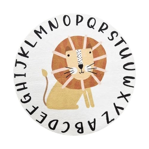 YATOLA Teppich Wohnzimmer Kurzflor Rund Groß Kinder Spielteppich Junge Mädchen Kinderteppich für Schlafzimmer rutschfest MatteTeppiche Flauschiger Teppiche Hund Tiger Elefant Löwe (Weiß 1, 120cm) YATOLA Teppich Wohnzimmer Kurzflor Rund Groß Kinder Spielteppich Junge Mädchen Kinderteppich für Schlafzimmer rutschfest MatteTeppiche Flauschiger Teppiche Hund Tiger Elefant Löwe (Weiß 1, 120cm) von YATOLA