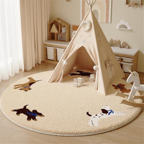 YATOLA Teppich Wohnzimmer Schlafzimmer Kurzflor Rund Groß Kinder Spielteppich Junge Mädchen Kinderteppich für Schlafzimmer rutschfest MatteTeppiche Flauschiger Teppich Hund Bären (Braun, 100x100cm) YATOLA Teppich Wohnzimmer Schlafzimmer Kurzflor Rund Groß Kinder Spielteppich Junge Mädchen Kinderteppich für Schlafzimmer rutschfest MatteTeppiche Flauschiger Teppich Hund Bären (Braun, 100x100cm) von YATOLA