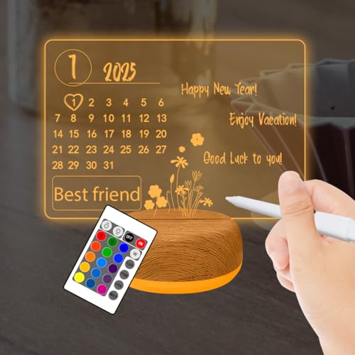 YATOSEEN 3D Illusion Lampe, DIY Lampe Kalender Memo, DIY Schreiben Löschbar Nachtlicht, 16 Lichtfarben Nachtlicht mit Lichtsockel, Timer, Fernbedienung, Stimmungslicht, Geschenk für Mama, Kinder von YATOSEEN