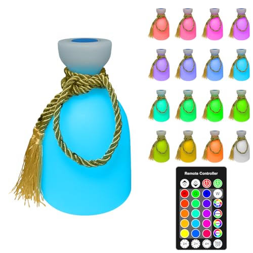 YATOSEEN Nachtlicht Flasche, Wiederaufladbare USB-Schreibtischlampe, IP68 Wasserdicht Dimmbares RGB 16 Farben LED Timing Stimmungslicht mit Griffkabel und Fernbedienung von YATOSEEN