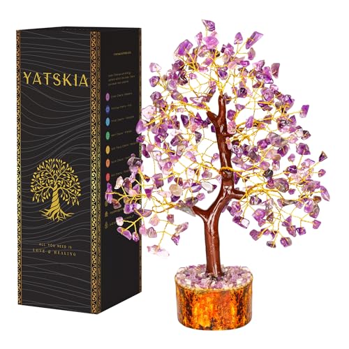 Amethyst Kristallbaum,Bonsai Bäume, Balancing Tree, Kristall Geschenke für Frauen, Kristalle und Edelsteine, Glück Home Decor Baum des Lebens Sieben Chakra Heilsteine von YATSKIA