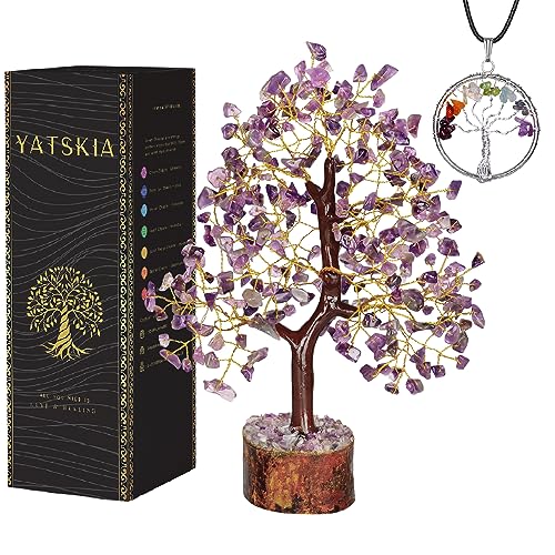 YATSKIA Amethyst Stein - Chakra Steine - Kristalle - Deko Blumen - Bonsai - Heilstein - Kristall Steine - Feng Shui Deko - Edelsteine - Deko Baum von YATSKIA