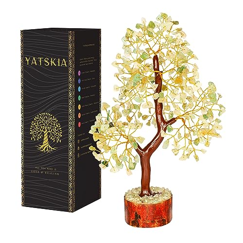 YATSKIA Grüner Jade-Kristallbaum, handgefertigte Kristallfigur, Reiki-Chakra-Heilkristalle und Edelsteine, Glücksbringer, sprituelles Geschenk, Feng Shui, Lebensbaum-Dekoration, 25,4-30,5 cm von YATSKIA