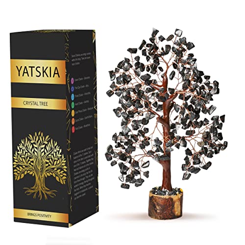 YATSKIA Schwarzer Turmalin-Kristallbaum für positive Energie, Kristallbaum des Lebens, Feng Shui-Dekor, Kristall-Dekor, spirituelles Geschenk, Meditationszubehör von YATSKIA