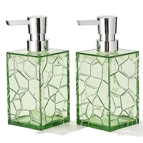 Seifenspender aus Acryl-Kunststoff mit Pumpe für Badezimmer und Küche, transparent, grün, rostfrei, 2 Stück von YAUKPH