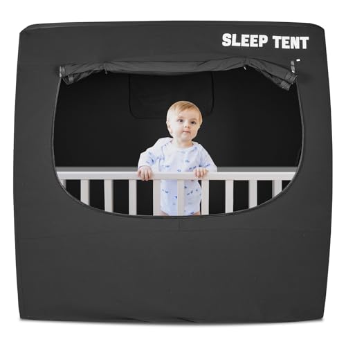 YAVIL Pack N Play Verdunkelungszelt, Vollverdunkelungs-Kinderbettabdeckung, Baby-Schlafzelt mit atmungsaktivem Stoff, 4 Belüftungsöffnungen, 2 Taschen, blockiert 75% Licht von YAVIL