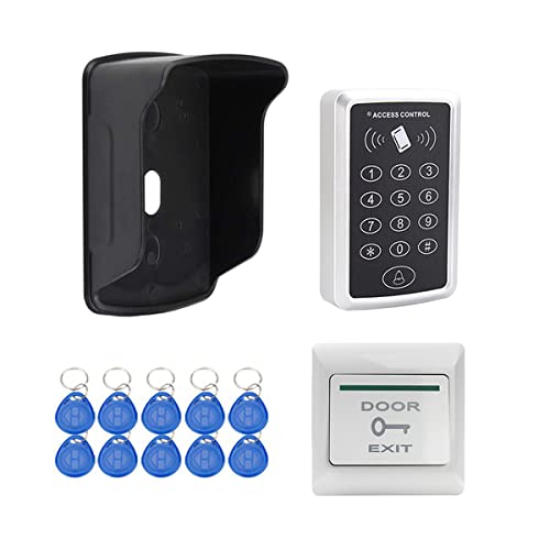 YAVIS RFID-Zugangskontrollsystem, unabhängiger Kartenleser, Tastatur + Regenhülle + Ausgabetaste für Zugangskontrollsystem, 1000 Benutzer + 10 Tür – Schlüssel 125 kHz von YAVIS