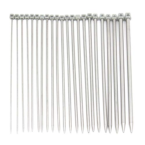 YAVO-EU Edelstahl Stricknadeln Set - 11 Paar 35cm Metall Werkzeug Craft Set 2.0mm-8.0mm von YAVO-EU