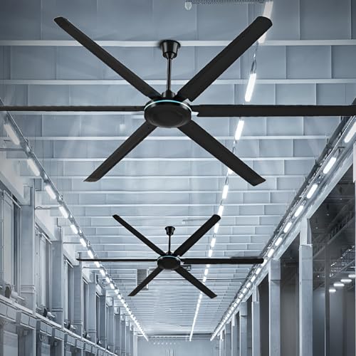YAVYAV 200cm Industrie-Deckenventilator Mit Fernbedienung – Luftzirkulationsventilator – 5 Geschwindigkeiten, 4-Stunden-Timer – Ohne Licht – Lagerhallen -1pcs(Schwarz) von YAVYAV
