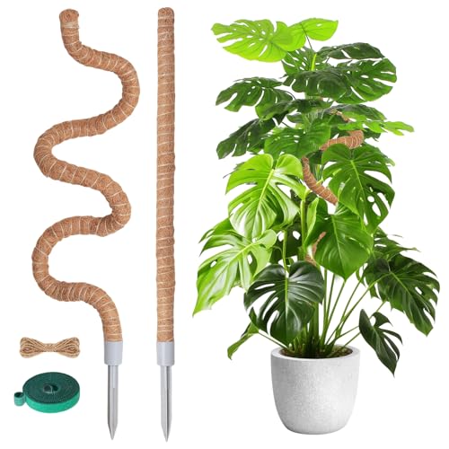 Pflanzstab Monstera Rankhilfe Moosstab - 2pcs 62cm&120cm Biegbar Plant Support Rankhilfe Zimmerpflanzen Moss Pole Kokosstab Monstera Stab Pflanzenstab Für Pflanzen Efeutute Pflanze Plant Flower Stick von YAWAHOME