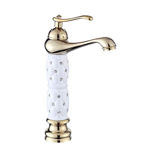 YAWEDA Gold Basin Wasserhahn warmes und kaltes Wasser Mixer Gold überzogenes Messing Waschbecken Wasserhahn Höhe Tabelle Becken Set Diamant-Single-Joint von YAWEDA