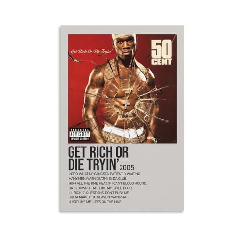 YAWRGJWRG Poster "50 Cent Get Rich Or Die Tryin", dekoratives ästhetisches Leinwandposter, Wandkunst, Dekor, Wohnzimmer, modernes Familienschlafzimmer, Musik-Filmposter, 60 x 90 cm, ungerahmter Stil von YAWRGJWRG