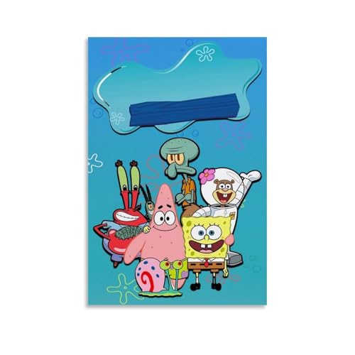 YAWRGJWRG SpongeBob SquarePants (9) Poster, dekoratives ästhetisches Leinwandposter, Wandkunst, Dekor, Wohnzimmer, modern, Familienschlafzimmer, Musik-Filmposter, 40 x 60 cm, ungerahmter Stil von YAWRGJWRG