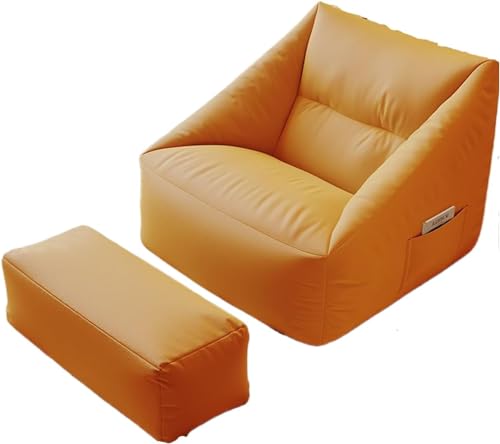 YAXANSIH Sitzsack-Stuhl mit Ottomane, bequemes großes Lazy Sofa, Sitzsack-Stühle gefüllt mit hochflüssigen EPP-Partikeln, Armlehnen-Sitzsack-Stuhl, Wohnzimmer, Schlafzimmer, Orange A-2 von YAXANSIH