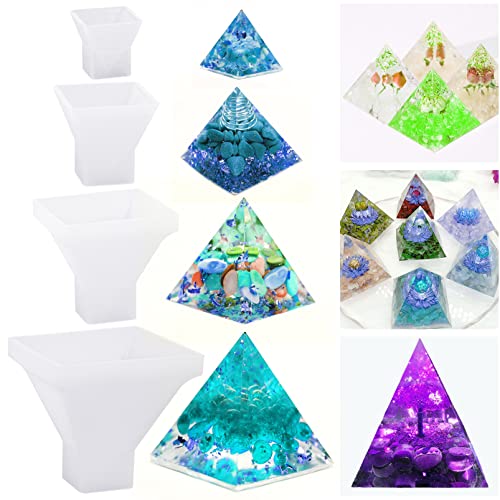 YAXIDAEVER 4 Stück Pyramid Silikonform,Resin Silikonformn Pyramide Schmuck,Super Pyramide Form für Harz Handwerk Schmuck Silikon Form für Bastelarbeiten, Ornamente, Kunst von YAXIDAEVER