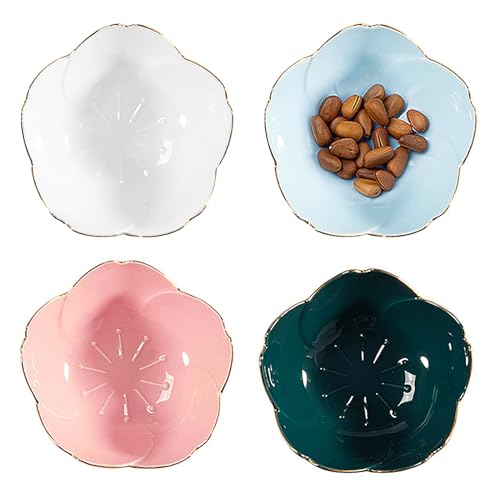 YAXIDAEVER 4 Stück Small Sauce Bowls, Mini Dipschalen Blume, Flower Shape Serving Bowls,Appetizer Dip Bowls für Salz, Zucker, Saucen, Essig, kalte Speisen von YAXIDAEVER