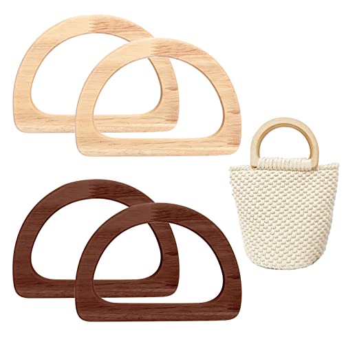 YAXIDAEVER 4Stücke Taschengriffe,Taschengriffe Holz,Holztasche Griff Ersatz D-Form Handtasche Griff Holzhandtaschengriff Perfekter Griff für Handtaschen,Clutches und Portemonnaies von YAXIDAEVER