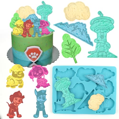 Paw Dog Silikon Form, 3D Paw Dog Ausstechformen kinder, Paw Dog Schokolade Form, Paw Dog Kuchen Dekoration Form, Blau, Geeignet für Keks, Dessert Dekoration, Kuchen Dekoration, Seifenherstellung von YAXMME
