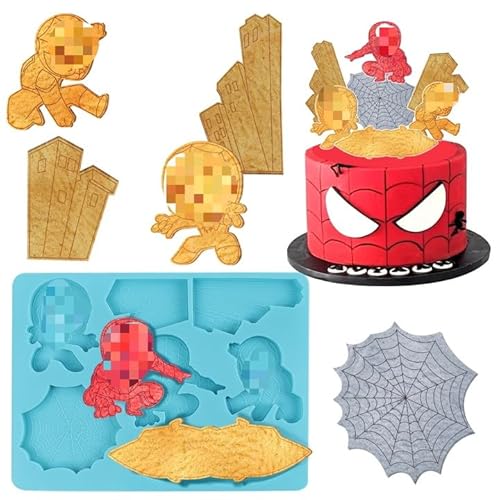Spider Silikon Form, Spider Ausstechformen kinder, Spider Torten Dekoration Form, 3D Spider Fondantformen, Spider Backformen, Geeignet für Gelee, Konditorei, Tortendeko, Kerzenherstellung von YAXMME