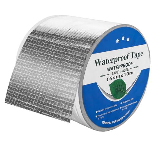 YAYODS 1 Stück Bitumenband Selbstklebend Butyl Dichtband Wasserleitung - 15cm x 10m Silber Bitumen Dichtband - Reparaturband Alufolie Dickes - Starkes Dichtungsband Selbstklebend Wasserdicht YAYODS 1 Stück Bitumenband Selbstklebend Butyl Dichtband Wasserleitung - 15cm x 10m Silber Bitumen Dichtband - Reparaturband Alufolie Dickes - Starkes Dichtungsband Selbstklebend Wasserdicht von YAYODS