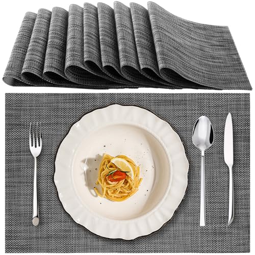 YAYODS 10 Stück Tischsets Platzsets Abwaschbar - 30x45cm PVC Tischset Abwaschbar Platzdeckchen - Abgrifffeste Hitzebeständig Untersetzer Teller für Küche, Zuhause, Restaurant, Speisetisch von YAYODS