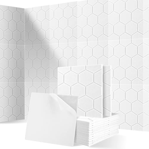 YAYODS 12 Stück Hexagon Akustikplatten Selbstklebend Schallabsorber - 30x30x0,8CM Weiß Akustikpaneele Selbstklebend Schalldämmung Wand Decken - Hohe Dichte Schallschutzplatten für Gaming Deko, Büros YAYODS 12 Stück Hexagon Akustikplatten Selbstklebend Schallabsorber - 30x30x0,8CM Weiß Akustikpaneele Selbstklebend Schalldämmung Wand Decken - Hohe Dichte Schallschutzplatten für Gaming Deko, Büros von YAYODS