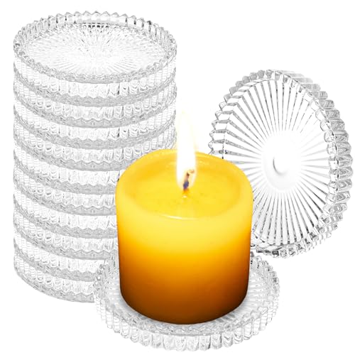 YAYODS 12 Stück Kerzenteller Kerzenuntersetzer Glas Rund - Kerzenhalter Glasuntersetzer - Klare Kerzenständer Glas - Stabkerzenhalter für Stumpenkerzen & Teelichtkerzen, Tischdekoration YAYODS 12 Stück Kerzenteller Kerzenuntersetzer Glas Rund - Kerzenhalter Glasuntersetzer - Klare Kerzenständer Glas - Stabkerzenhalter für Stumpenkerzen & Teelichtkerzen, Tischdekoration von YAYODS