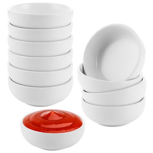 YAYODS 12 Stück Kleine Dip Schälchen Keramik Ø 7,7 cm - Weiß Dipschalen Dip Schalen - Sushi Sojasauce Schälchen - Kleine Schüsseln als Saucenschälchen, Snackschalen, Dessertschalen Porzellan von YAYODS