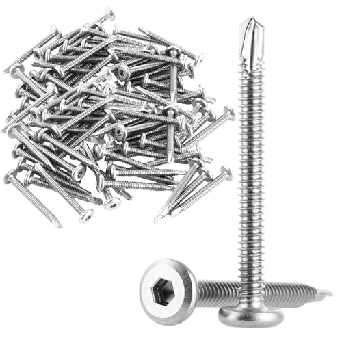 YAYODS 150 Stück Selbstschneidende Schrauben Edelstahl - Edelstahlschrauben M5,5x50 - Bohrschrauben Edelstahl 410 - Blechschrauben Metallschrauben Selbstschneidend - Selbstbohrende Schrauben Silber von YAYODS