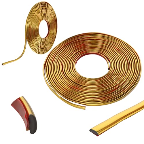 YAYODS 2 Rolle Flexible Zierleisten Selbstklebend Deckenleisten - 6m x 8mm Gold Winkelleiste Zierleisten Stuckleisten Decke - Eckleiste Selbstklebend für Boden, Aufkantung, Fliesenkante und Eckendekor von YAYODS
