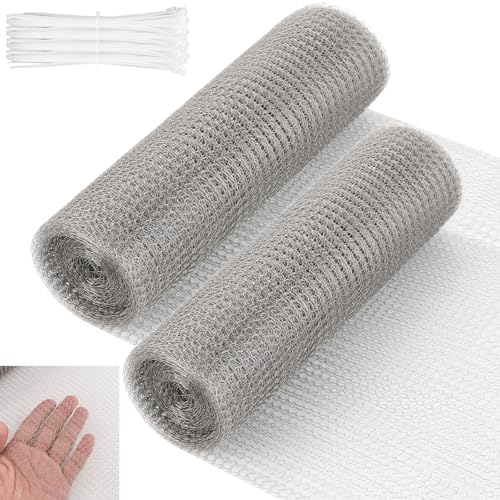 YAYODS 2 Rollen Drahtgitter Feinmaschig Stacheldraht Maschenweite 3-5 mm - 6M x 21CM Edelstahl Drahtgitter, Stabiler Maschendraht - maschendrahtzaun als Hasendraht, Wühlmausgitter, Volierendraht von YAYODS