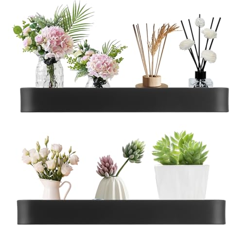 YAYODS 2 Stück Duschablage Ohne Bohren Schwarz - 30 cm Duschregal Edelstahl mit 5 Haken - Duschkorb zum Kleben - Selbstklebend Badregal Ohne Bohren - Badezimmer Regal für Bad, Küche, Wohnzimmer von YAYODS