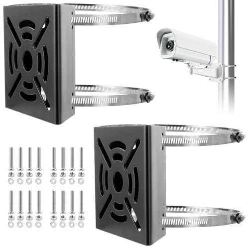 YAYODS 2 Universelle Vertikale Masthalterung für Überwachungskamera - Ø 20cm Metallmontage Eckhalterung mit Verstellbaren Schlaufenrohrklemmen - Edelstahl Eckhalterung für Kamera Überwachung Aussen von YAYODS